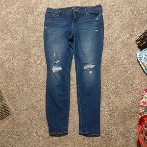 Old Navy Dark Blue Distressed Skinny Jeans